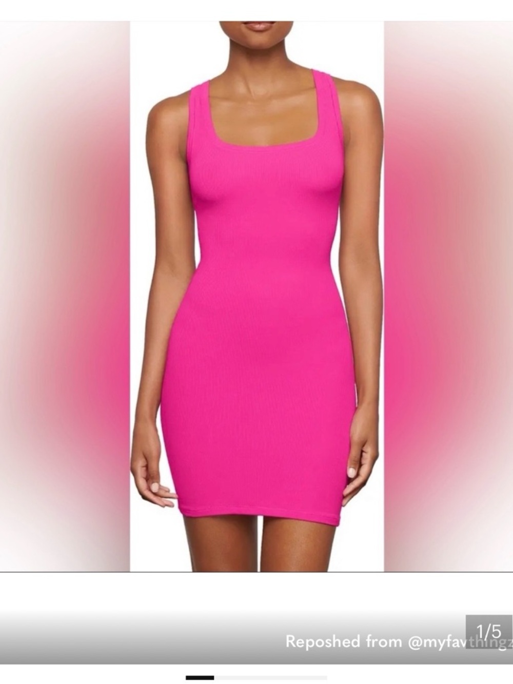 SKIMS Hot Pink Soft Lounge Square-Neck Mini Dress XXS
